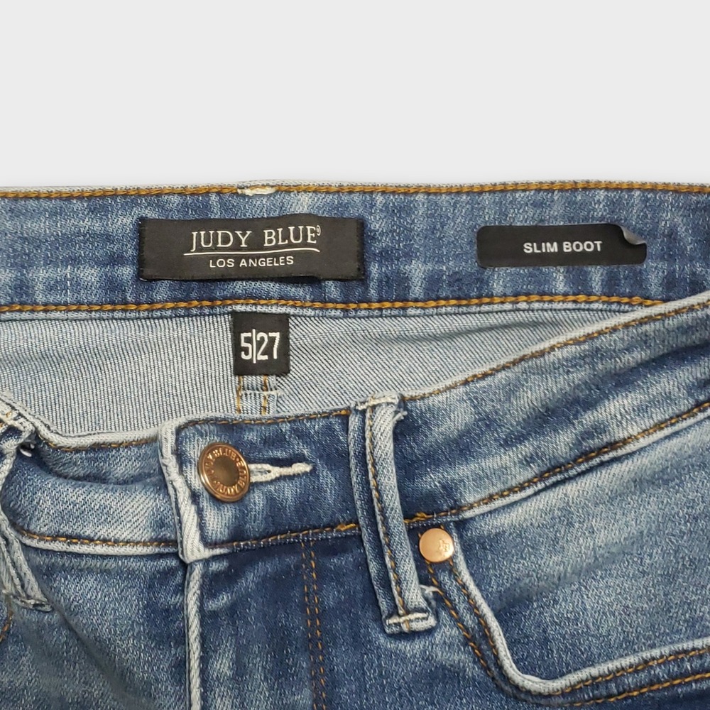 Judy Blue Slim Boot Cut Jeans Medium Wash Released Hem JB88626 Size 5/27 - Picture 6 of 13